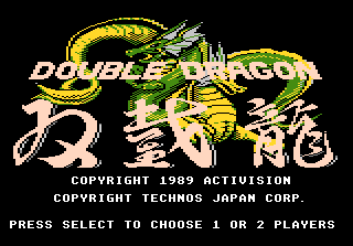 Double Dragon title screen for Atari 7800